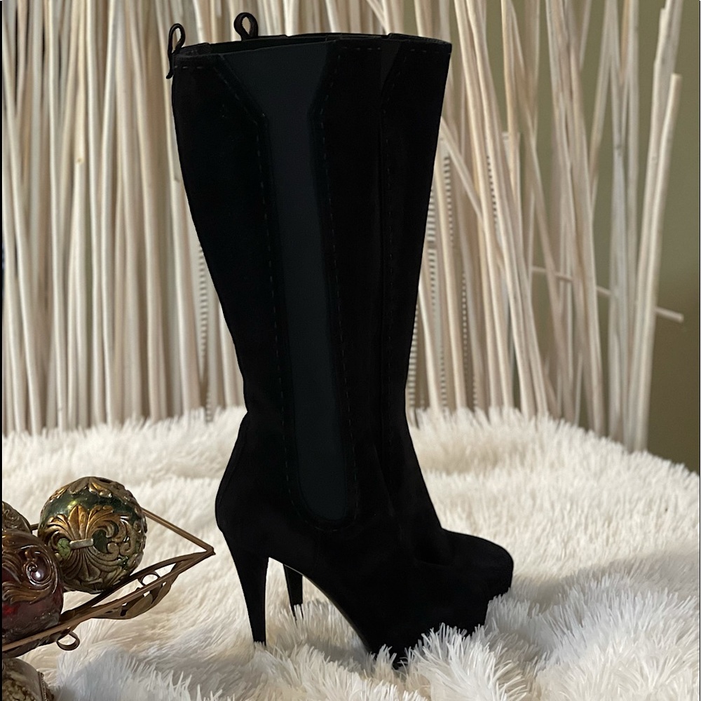Yves Saint Laurent Suede Knee-High Runway Boots